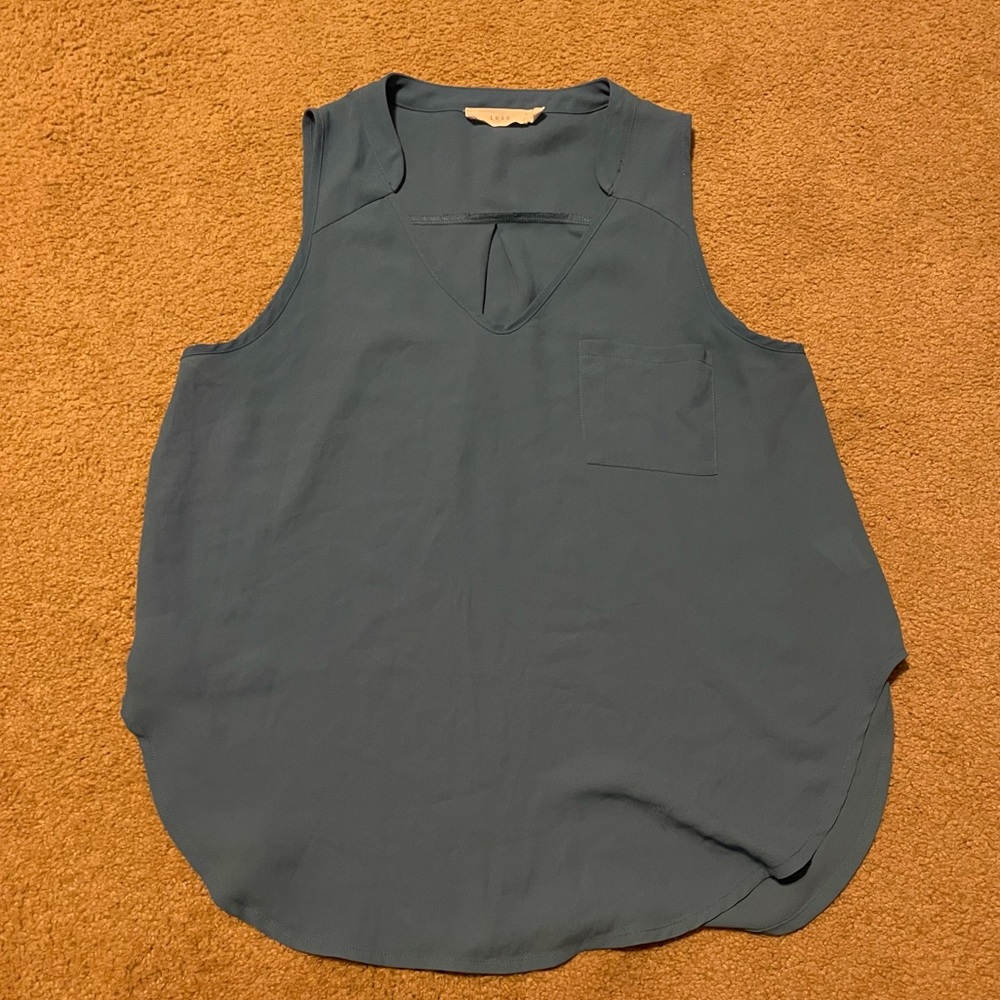 Lush, light blue, flowy top